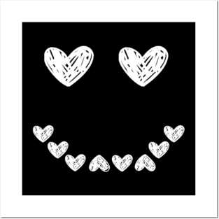 Smiling face heart white Posters and Art